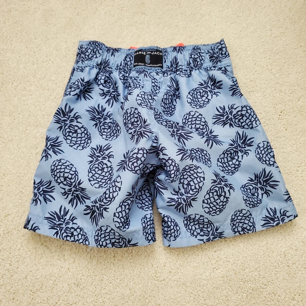 Janie and Jack Toddler Boys Blue Pineapple Swim Trunks Bathing Suit sz2T